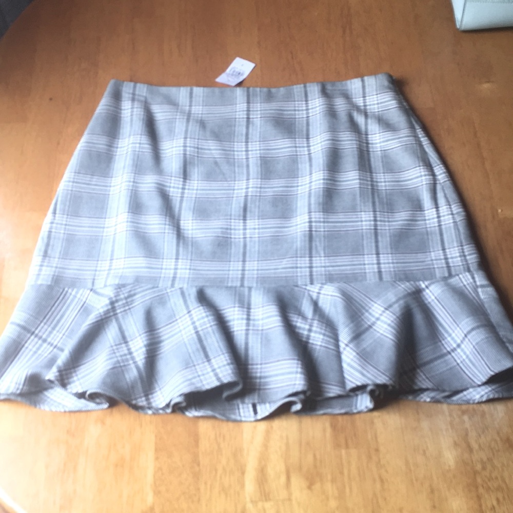 NWT Loft pink and gray plaid skirt